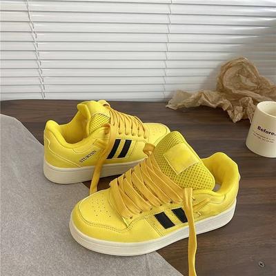 Zapatos de pan para hombre y mujer, zapatos de tabla transpirables para parejas, estilo Hong Kong, tendencia versátil, zapatos deportivos y de ocio para estudiantes, color sólido