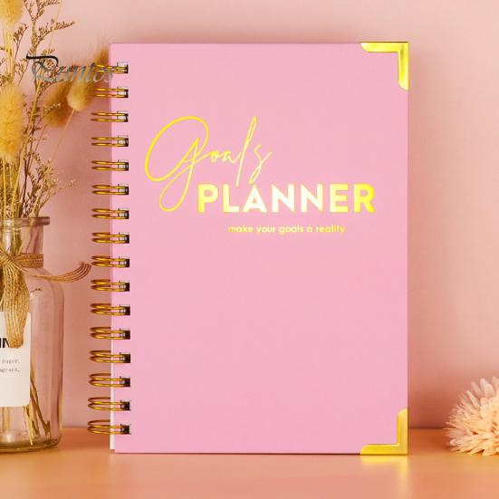 Make Your Goals A Reality Planner 2026 Weekly Notebook Spiral Bound Goal Journal with Elegant Cover Smooth Lines Design Setting & Task Tracking