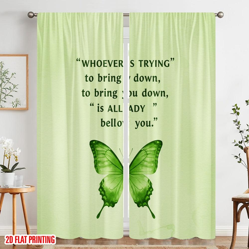 2pcs 2D Flat Printing Party Curtain Positive Butterfly Polyester Without Electricity Holiday Decorations for Multipurpose Event