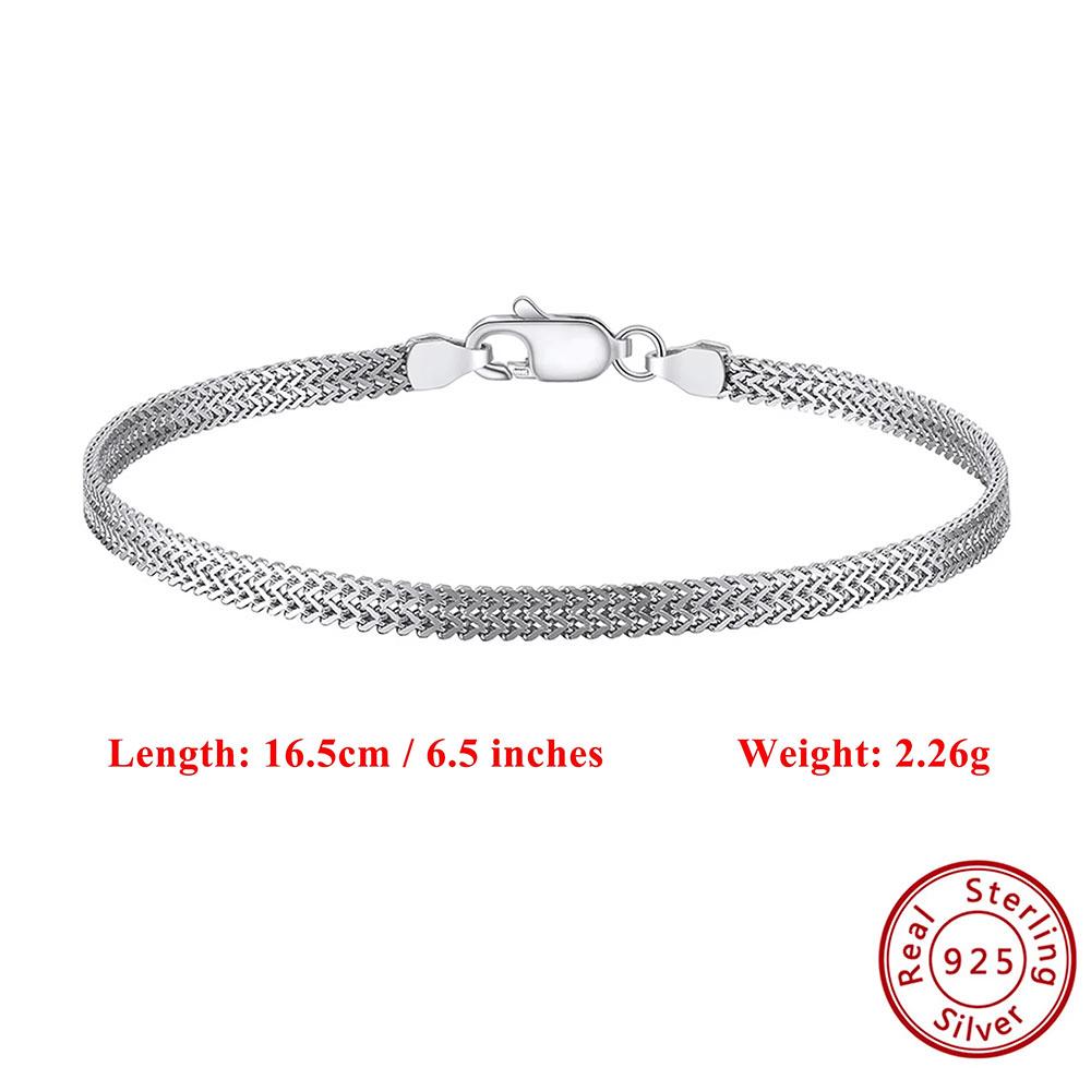 

EFFIE QUEEN 925 Pure Silver Tank Chain Bracelet Simple Jewelry for Women, Men Hand Chain Banquet Party Birthdays Fine Gift SB216