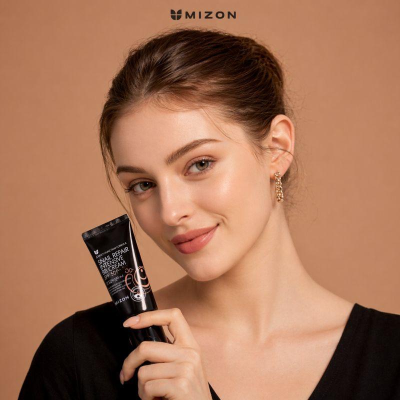 MIZON Snail Repair Intensive BB Cream 50ml – Full Coverage Skin Repair BB Cream with SPF & Natural Tone Correction
