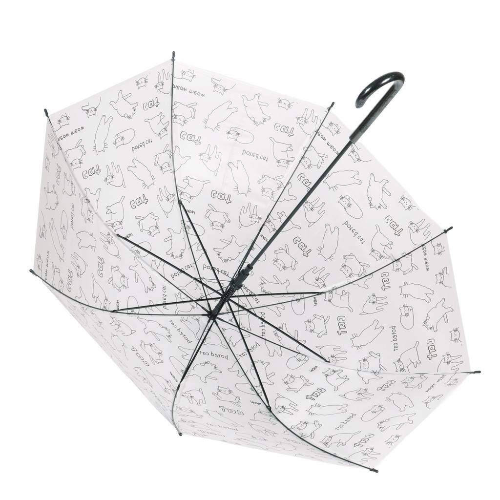 Pluvia Long Bored Cat 58cm Women's Umbrella, Design, POE, White,