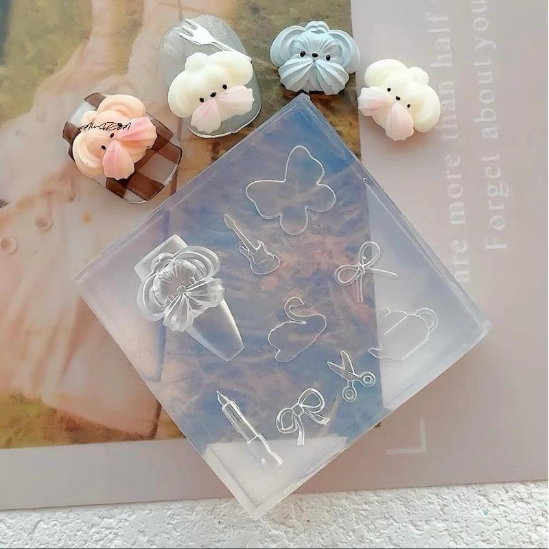 Y2K Silicone Nail Mold Musical Note Dolphin Cartoon Puppy Bowknot Design Tools for DIY Manicure Nail Art Decoration