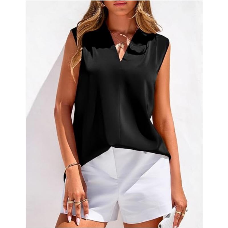 Summer New V-neck Casual Shirt Women's Vest Sleeveless Shirt