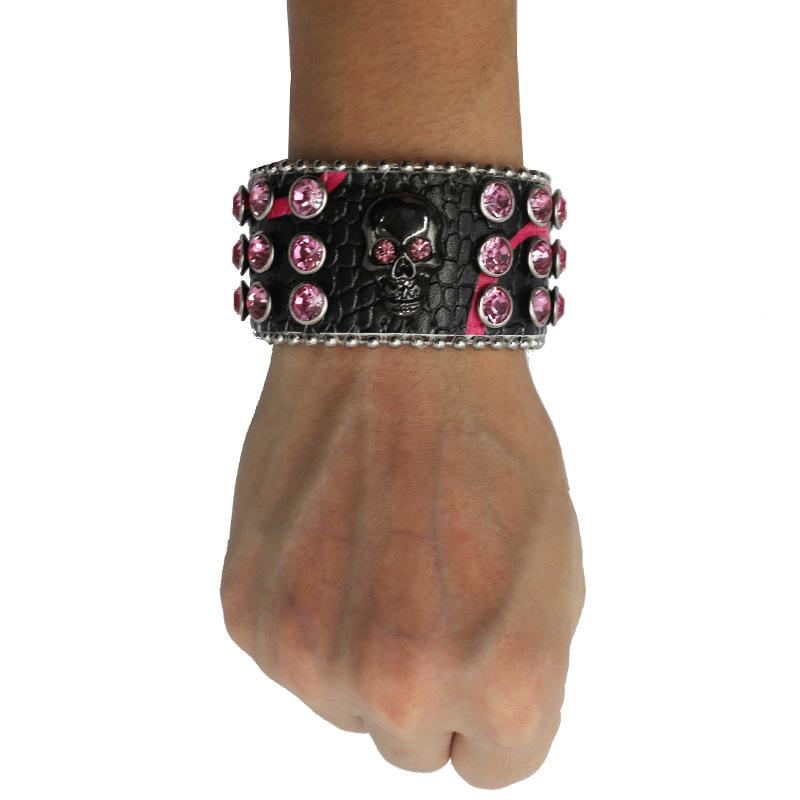 Gothic Skull Rhinestone Bracelet Jewelry Design Diamond PU Leather Bracelet Jewelry