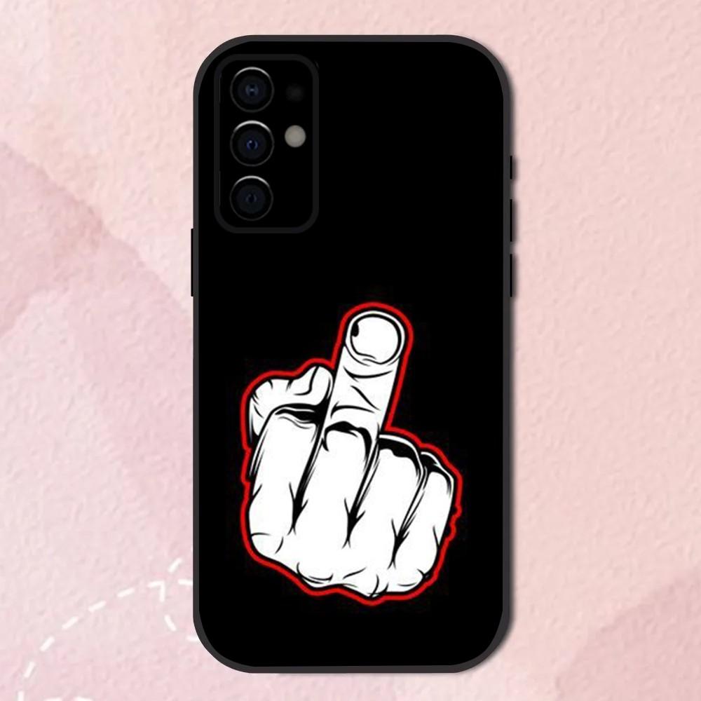 Cartoon Middle Finger Phone Case For Samsung S24,S21,S22,S23,S30,Ultra,S20,Plus,Fe,Lite,Note,10,9,5G Black Soft Shell