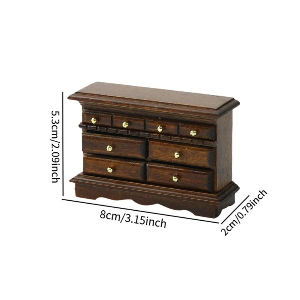 1/12 Dollhouse Wooden Miniature Bedroom Bedside Table Storage Drawer Cabinet Model Doll House Bedroom Decor House Ornament