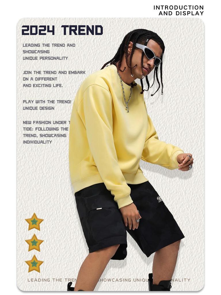 Ciężka Męska Bluza z Kapturem Casual Luźna 330G - Jednolity Kolor Amerykański Trend, Kolekcja Jesień/Zima