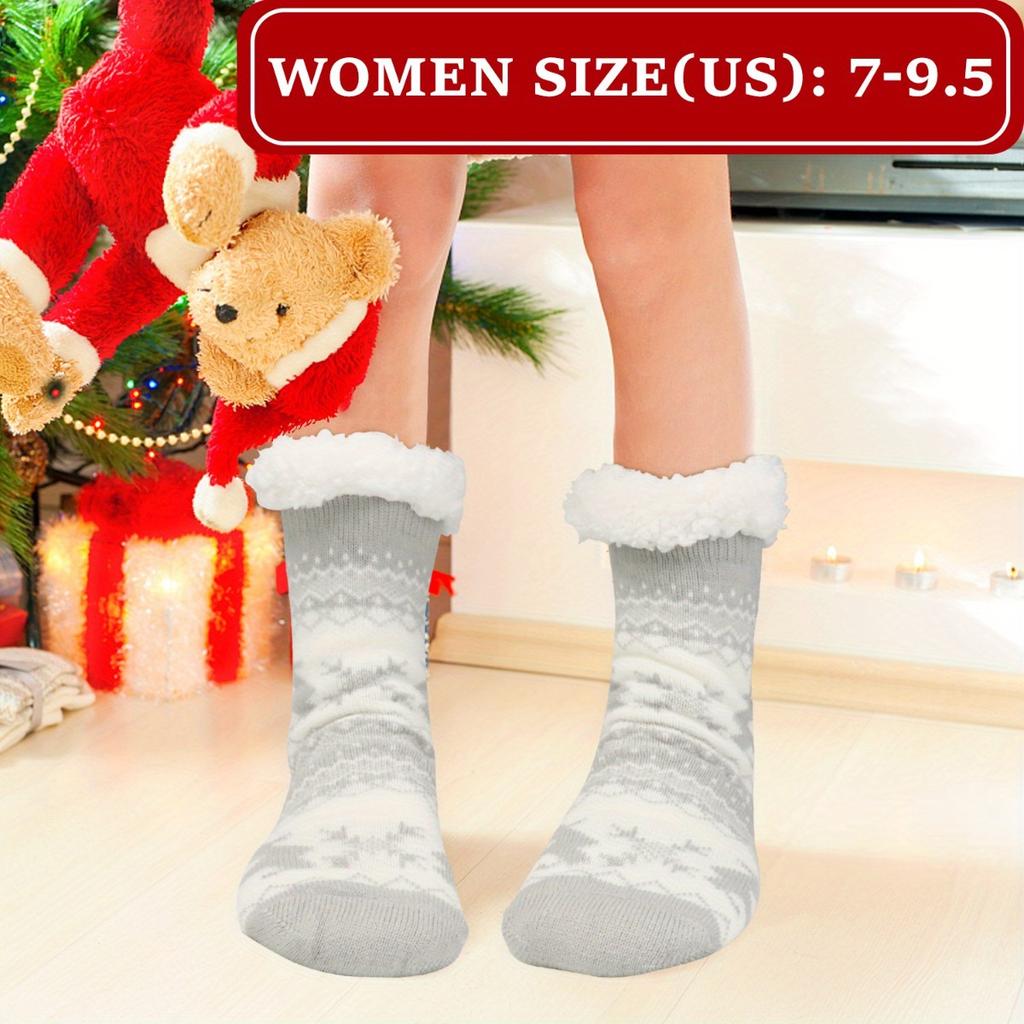 high qualityCozy Fuzzy Slipper Socks for Women - Non-Slip, Thick Lined Winter Warmth, Unique Pattern, Machine Washable - Perfect Christmas Gift,