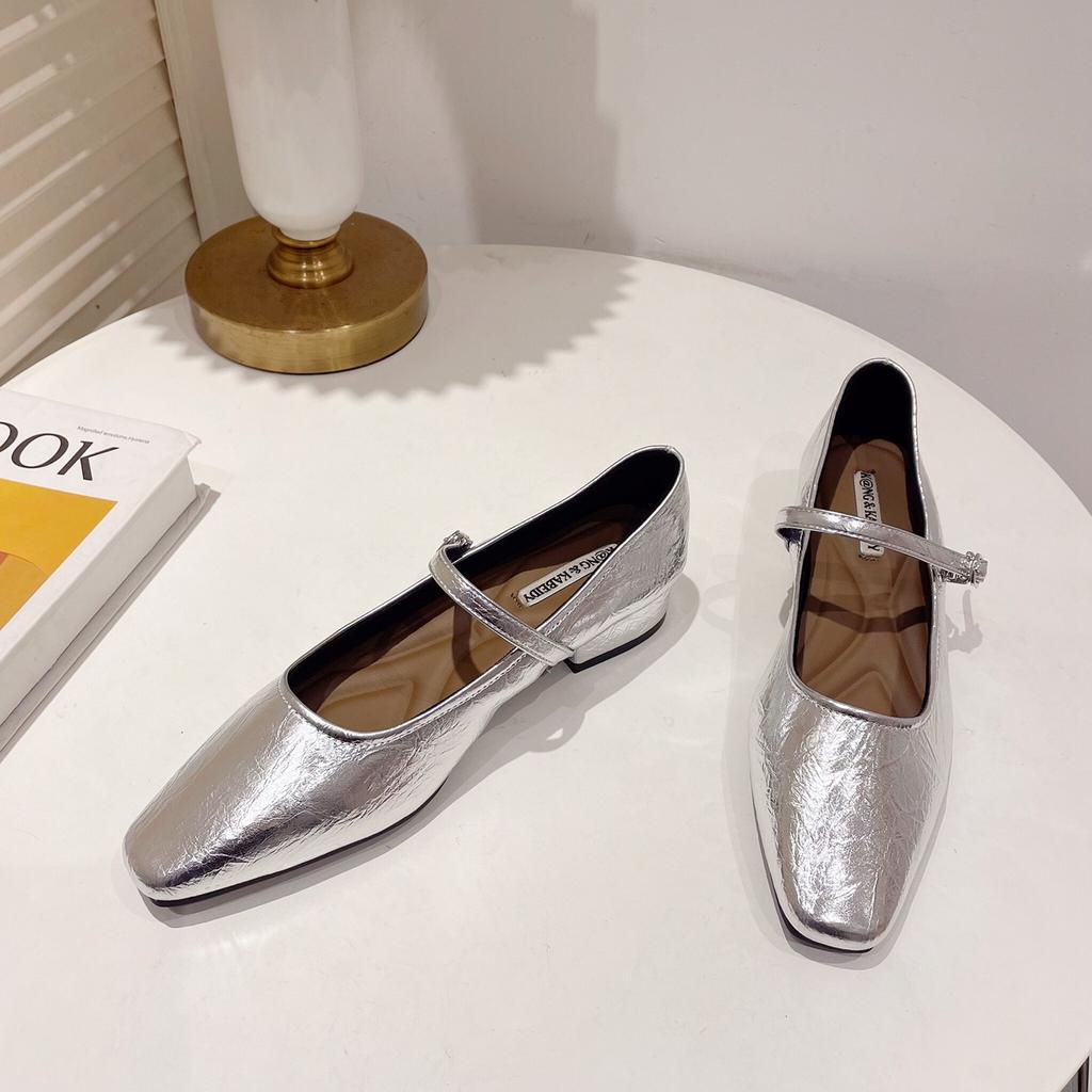 Summer Heat Mary Jane Square Head Small Leather Shoes Temperament Commuting Low Heel With Skirt Evening Word With High Heels