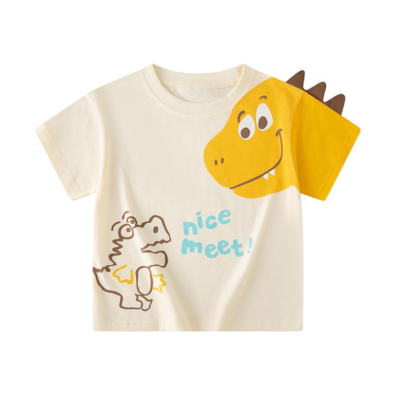 Summer Cartoon Dinosaur T-Shirt - Trendy Loose Fit for Baby Boys 110 cm