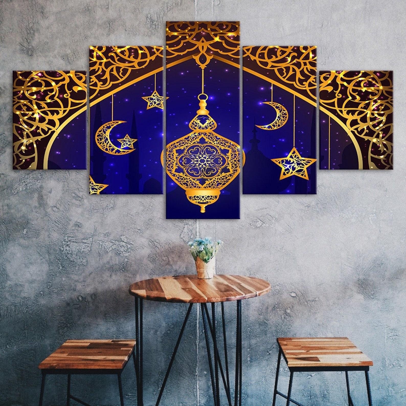 

Ramadan Kareem Islamic Celebration 5 Piece Five Panel Wall Canvas Print Modern Art Poster Picture Home Decor Gift For Him For Her 20X35 20X45 20X55CM