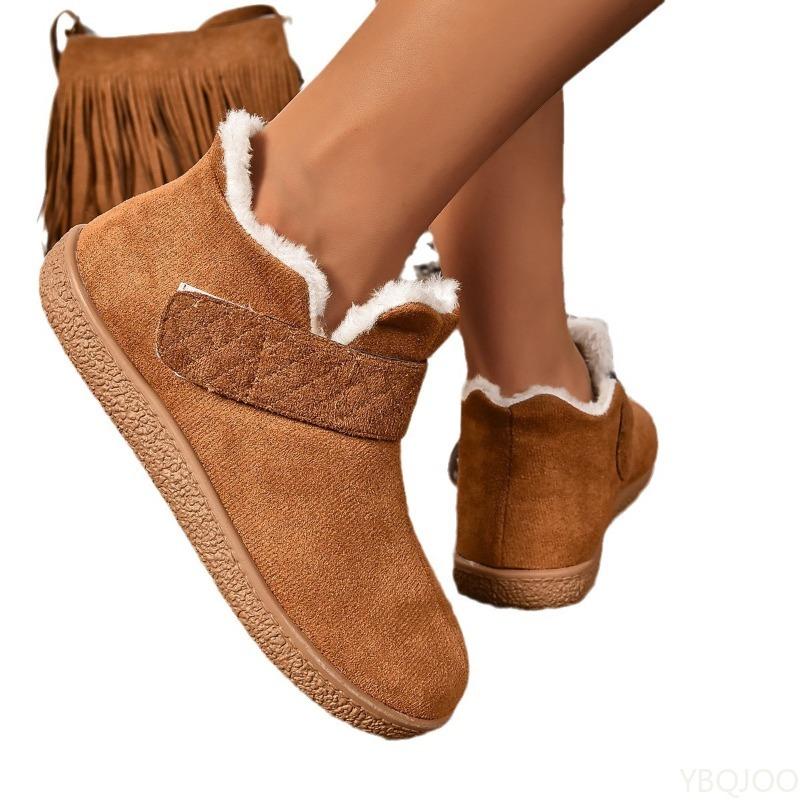 Casual comfortable flat shoes warm fashionable versatile snow boots women new minimalist solid color round toe cotton shoes