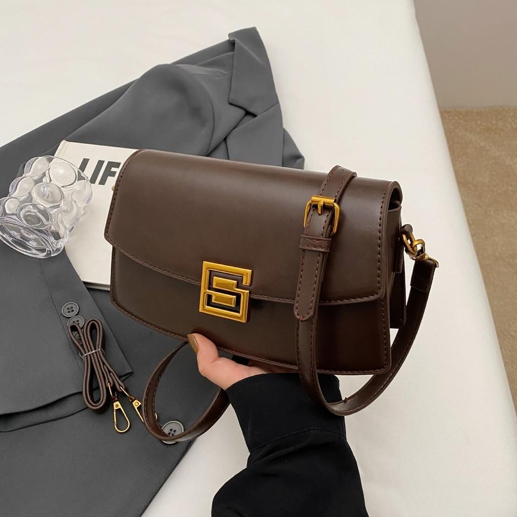 Vintage Small Shoulder Bag For Women 2023 New High-end Versatile Crossbody Bag Urban Minimalist Style Light Brown кофейный