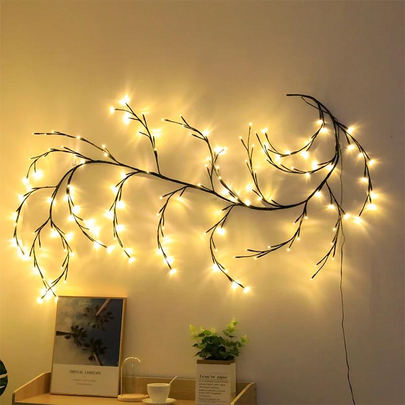 1pc Willow Vine Lights Room Decoration Flexible Magic Fairy Lights With 96/144LEDS for Christmas Decor