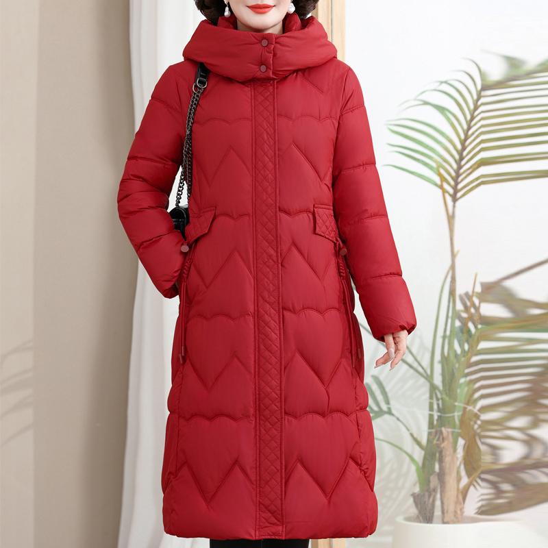

Большие размеры 2XL-6XL повседневные женские зимние длинные парки среднего возраста элегантная женская куртка с капюшоном толстая теплая верхняя одежда зимние пальто 5XL красный