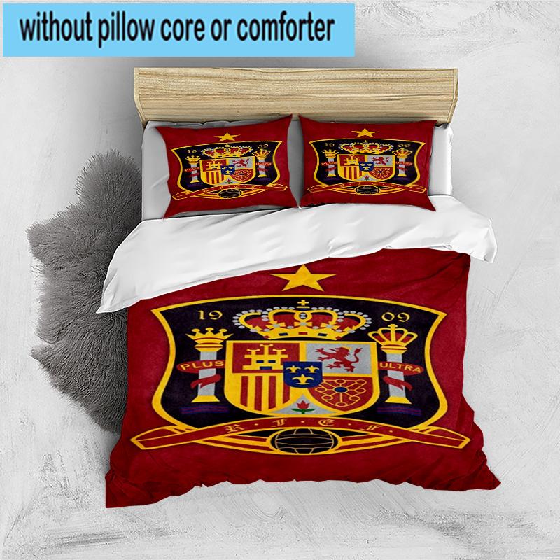 3PCS Spain Football Crest 3pcs Bedding,Including 3PCS Duvet Cover And 2pcs Pillowcases Perfect for Christmas,Ideal for Bedroom, Dormitory