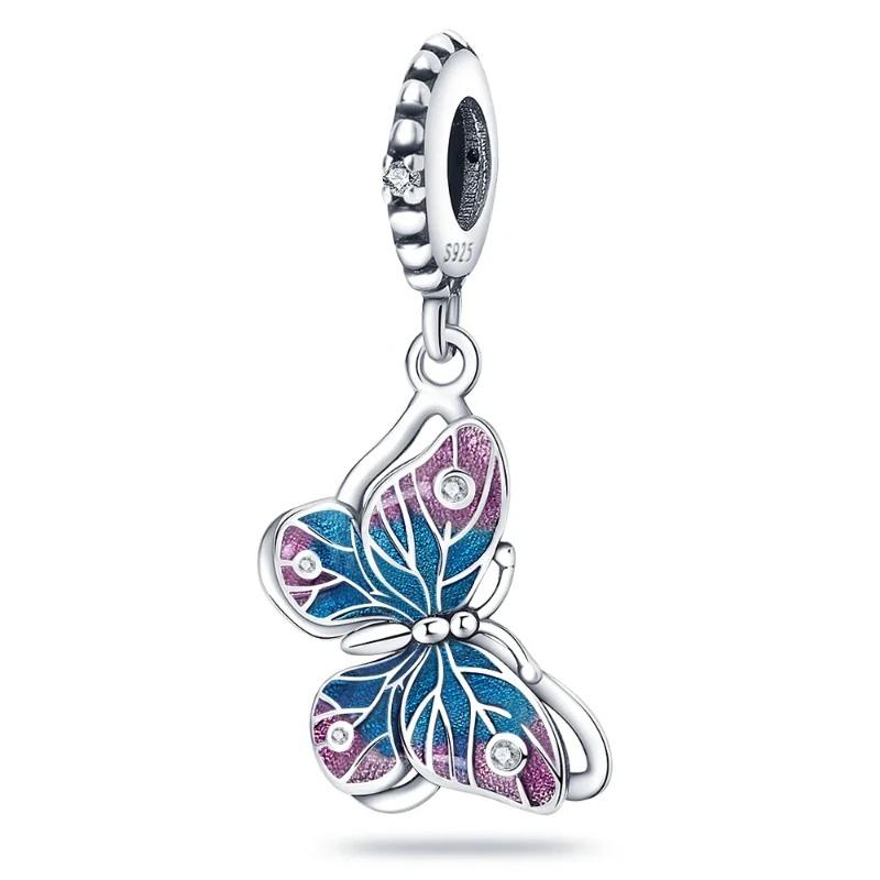 Fashion 925 Silver Colorful Butterfly Dragonfly Hummingbird Spring Series Charms Beads Fit 925 diy Bracelet Jewelry