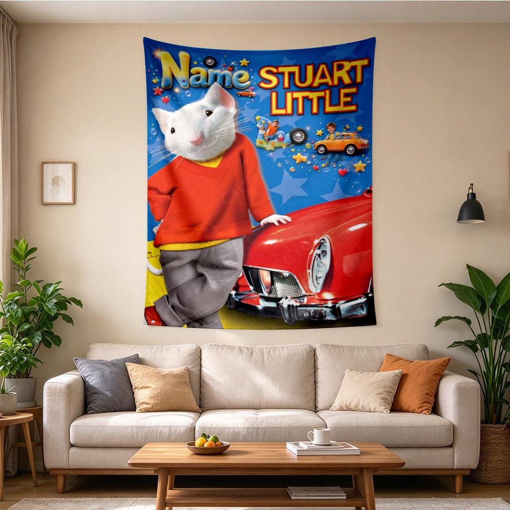 Custom Name Stuart Little Tapestry Wall Hanging for Bedroom, Living Room & Dorm Decor, Modern Home Wall Art