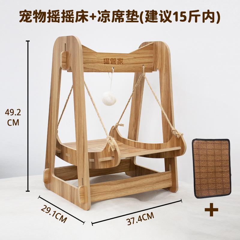 Cat Hammock Solid Wood Cat Swing Nest Dog Nest Summer Hammock Cradle Hemp Rope Hanging Nest
