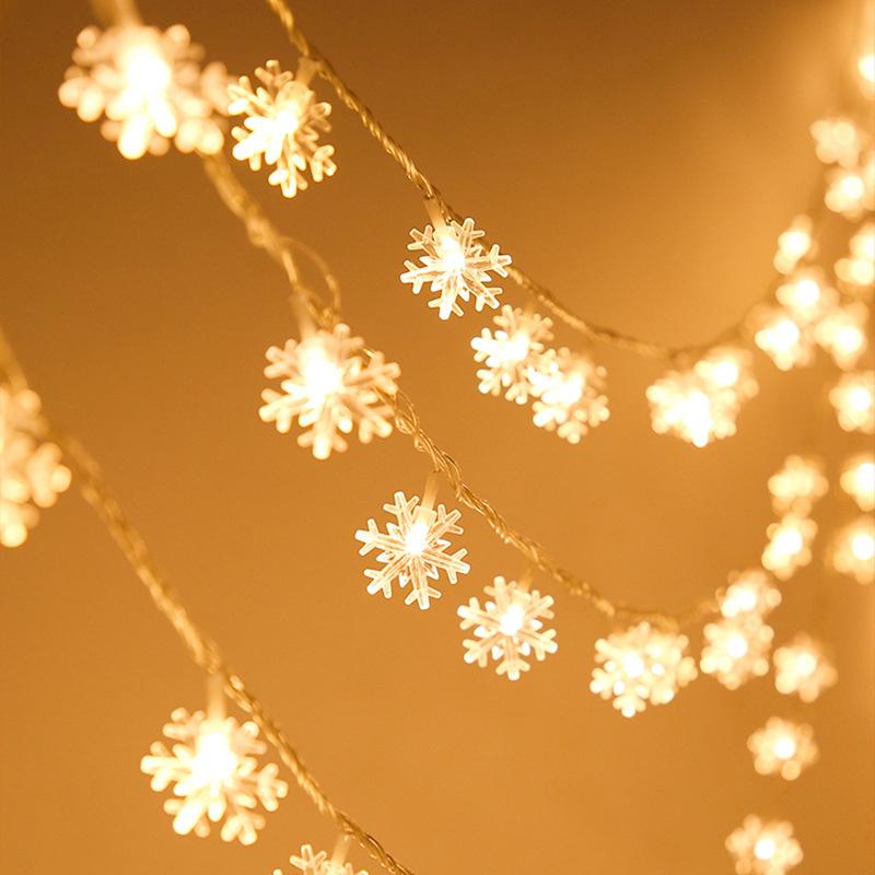 Christmas Snowflake String Lights LED Fairy Lights USB/Battery Powered Garland New Year's Wedding Party Xmas Decorations
