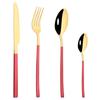 4pcs Pink Gold Dinnerware Set Stainless Steel Tableware Set Home Kitchen Eating Utensils Knife Fork Spoon Cutlery Set