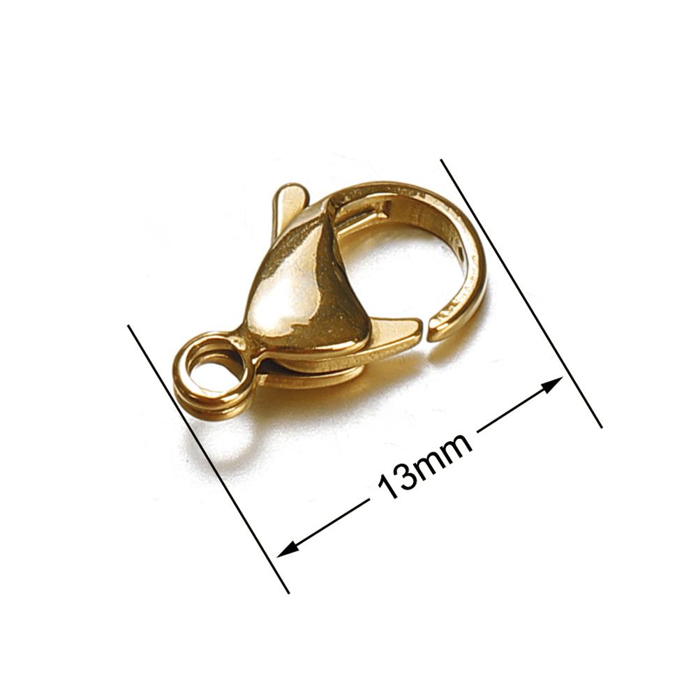 20pcs 9-15mm Stainless Steel Lobster Clasps for Bracelet Necklace Gold Color Chain Claw Connectors DIY Jewelry Making