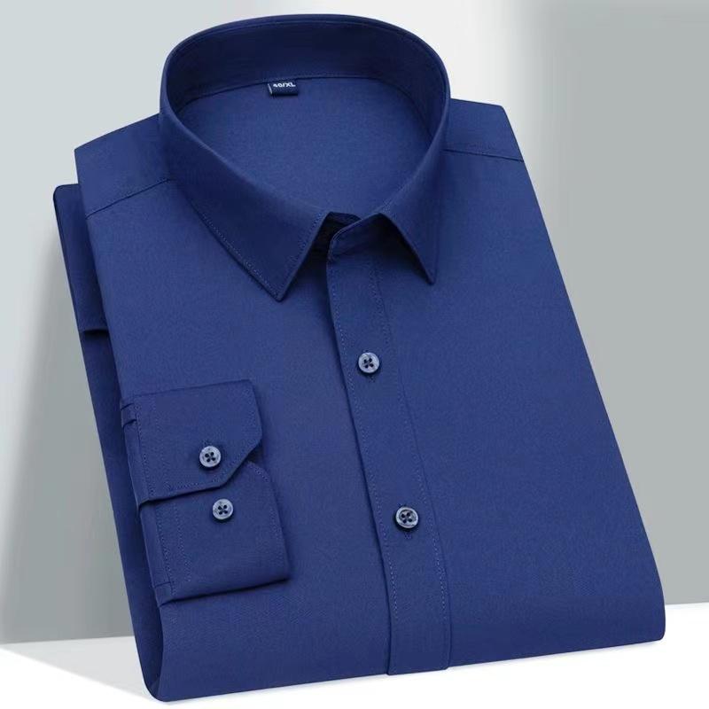 Camisas de vestir clásicas de manga larga y corte estándar para hombre, camisas formales, de negocios, sociales, de diseño básico simple, camisas informales blancas para el trabajo y la oficina