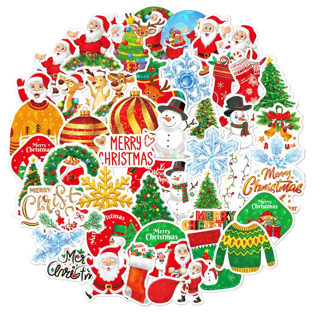 50 Pcs Christmas Stickers , Festival Gifts , Decoration , Small Patterns , Handbooks , Stationery Boxes , Stickers