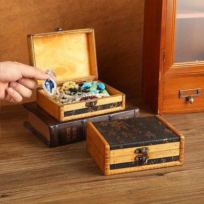 15.5*12.5*6cm1 adet Retro takı Hediye düğün ahşap el sanatları Koleksiyon Kutusu Tokalı, Kartlar&Hazine el yapımı saklama Sandığı.
