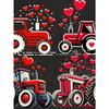 European sizes Children1pc CHICFULL Valentine'S Day TX60204 Boys' T-Shirt, Red Tractor and Hearts Print, Casual Crew Neck, Polyester Knit Fabric