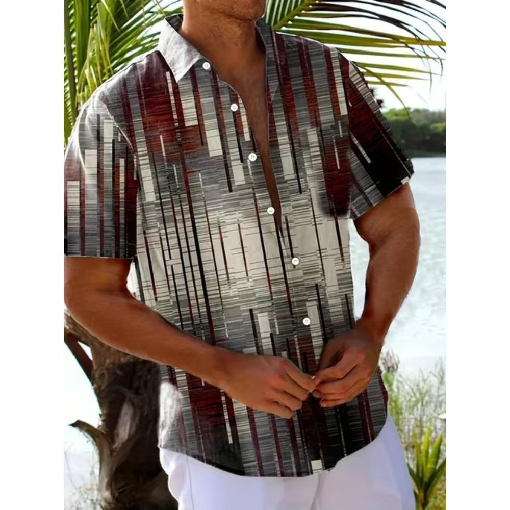 Men's Retro Pattern 3D Print Shirt Button Up Shirt Casual Shirt Summer Shirt Short Sleeve Daily Vacation Clothing