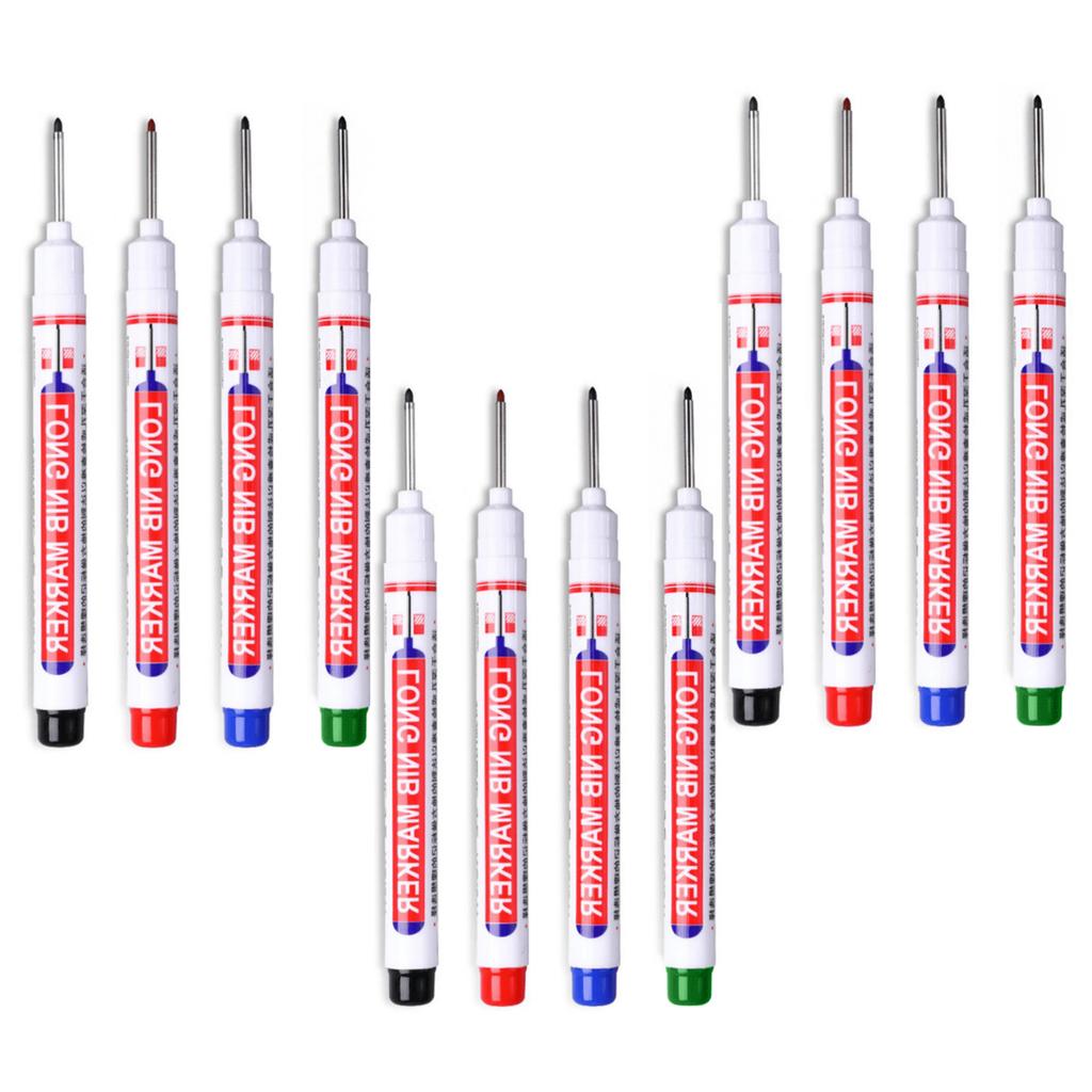 4/12Pcs Deep Reach Waterproof Marker Pens Long Nib Long Lasting No Bleed Multi Color For Woodworking Construction DIY Crafts
