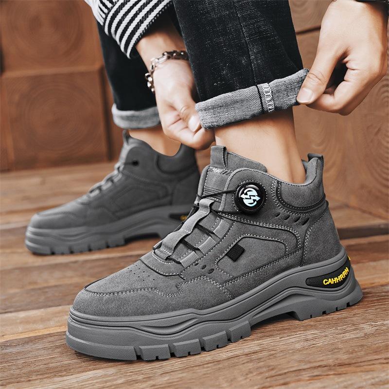 Rotating button British wear-resistant Martin boots heightened thick-soled high-top locomotive autumn and winter labor insurance