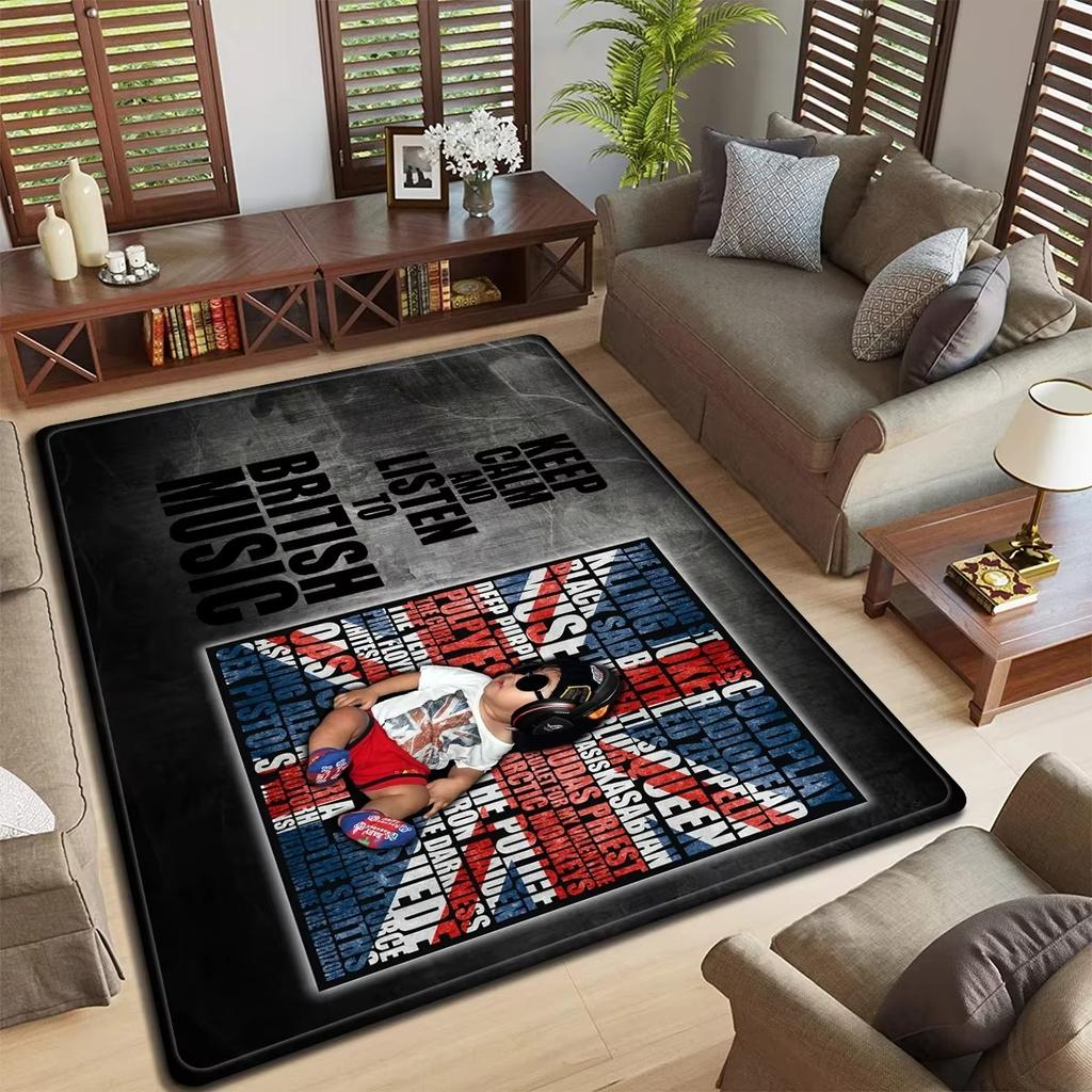 Rock Band Logo Design Floor Mat Anti-slip Rug for Bedroom Living Room Stylish Carpet for Music Lovers Durable Washable Doormat