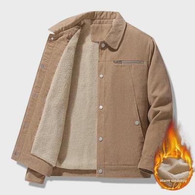 Veste polaire en velours côtelé de coton et peau d'agneau pour homme - Vêtements d'hiver épais