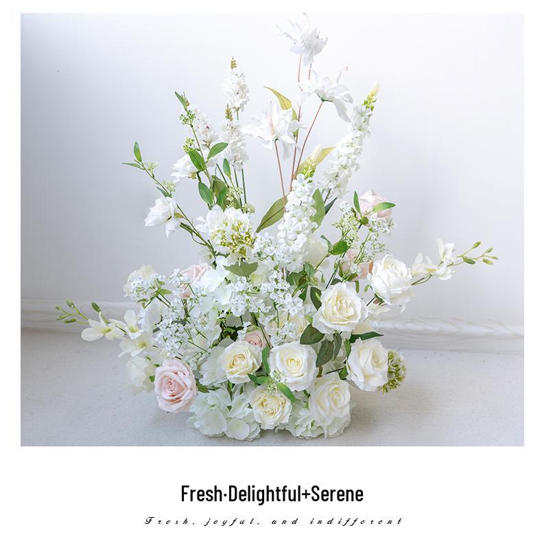 White Wedding Floral Art Wall Hanging Decoration - Artificial Flowers for Outdoor Event and Ceremony Background Arrangement