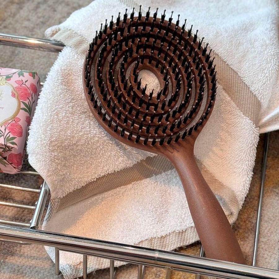 Korean Style Nylon & Boar Bristle Massage Comb for Women - Portable Hair Smoothing