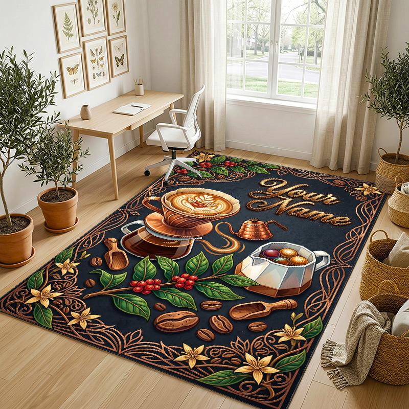 Decorative Artwork Theme Crystal Velvet Rug Personalized Custom Name Text Soft Floor Mat Home Decor