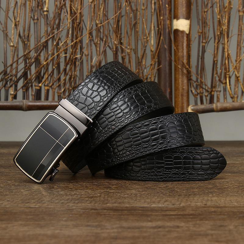 

Мужской ремень из итальянской коровьей кожи первого слоя с автоматической пряжкой, высококачественный деловой ремень 125cm