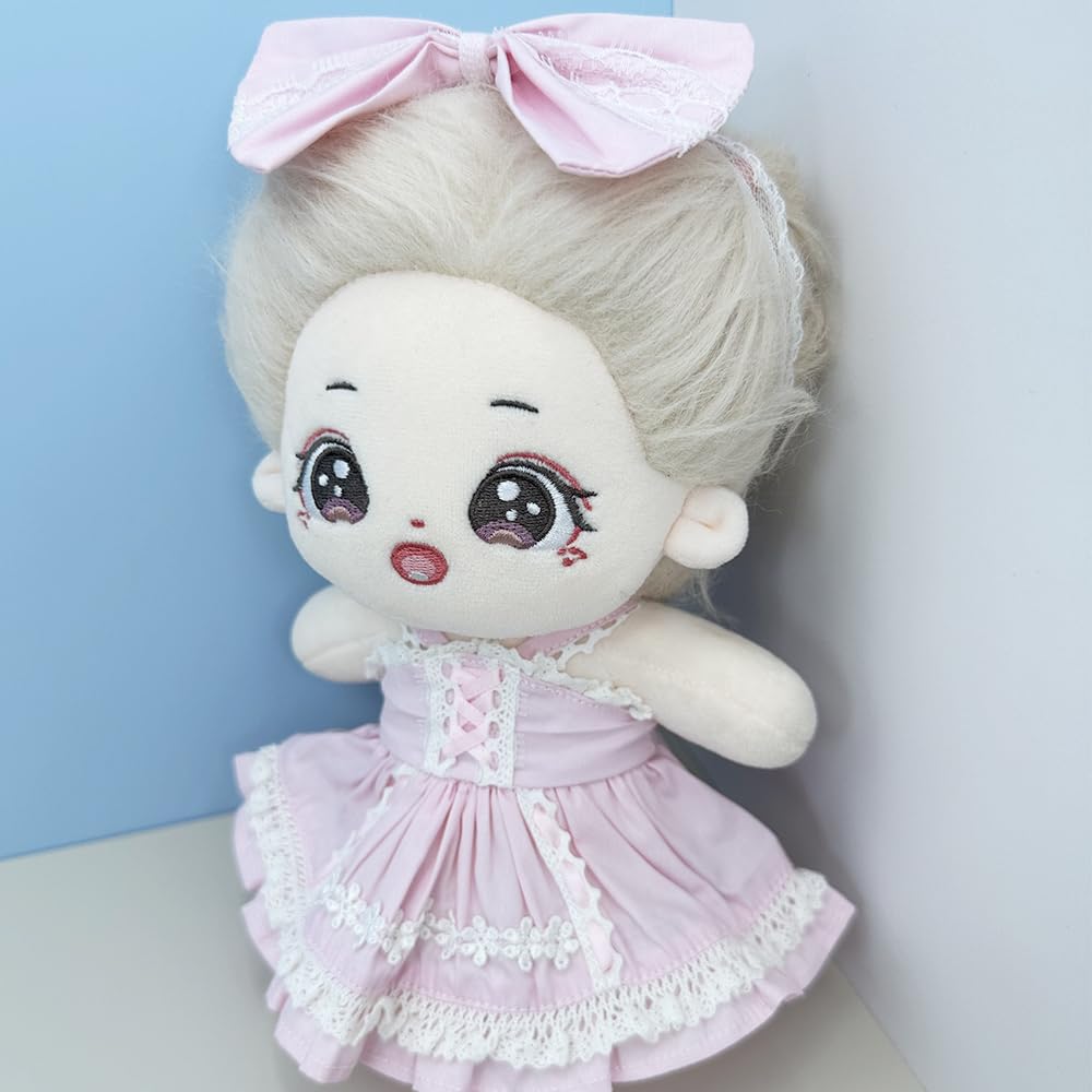 Niannyyhouse 20cm Plush Doll Costume with Bow Tie and Dress, Cotton Doll Clothes (Black)