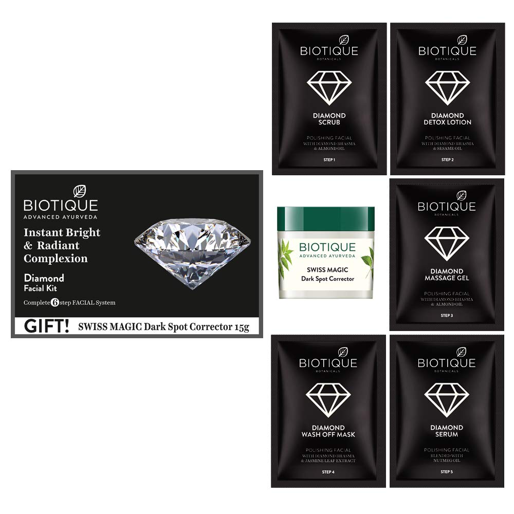 Набор для мгновенного сияния и придания сияния лицу Biotique Diamond, 65 г