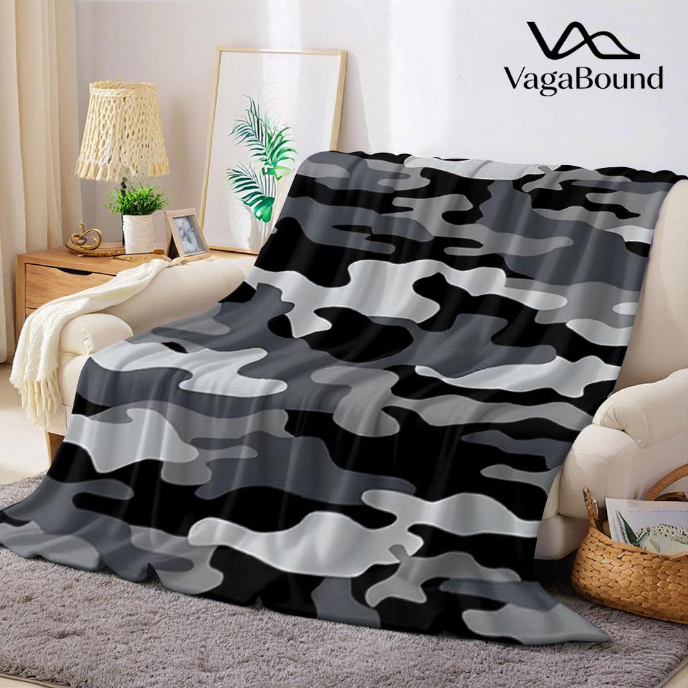 Multicolor Pastel Camo Flannel Blanket Perfect for Sofa Office Bed Travel Sleep Read Relax Camping four season use