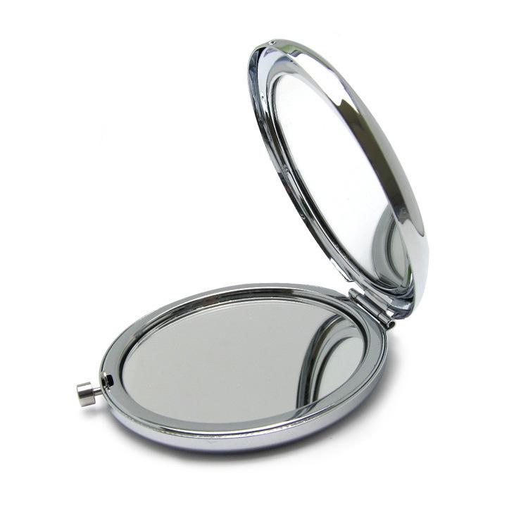 Quality Assurance Lighted Double-sided Stainless Iron Custom Logo Pocket Makeup Mirror