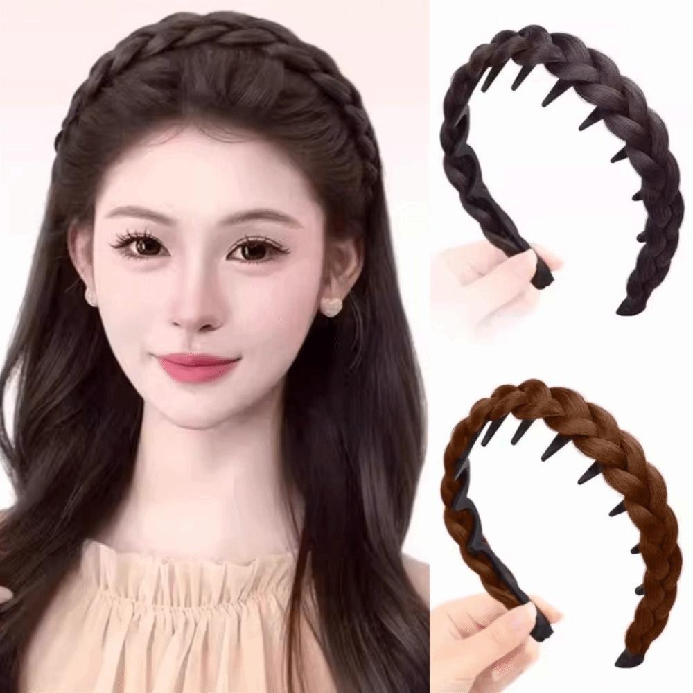 Kopfschmuck Geflochtenes Stirnband Perücke Rutschfest Retro Haarreif Fischgrätenzöpfe Haarbänder Party