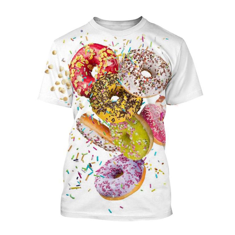 

Cute Donuts 3D Print T-shirt Chocolate Donut Food Graphic T Shirt For 4XL