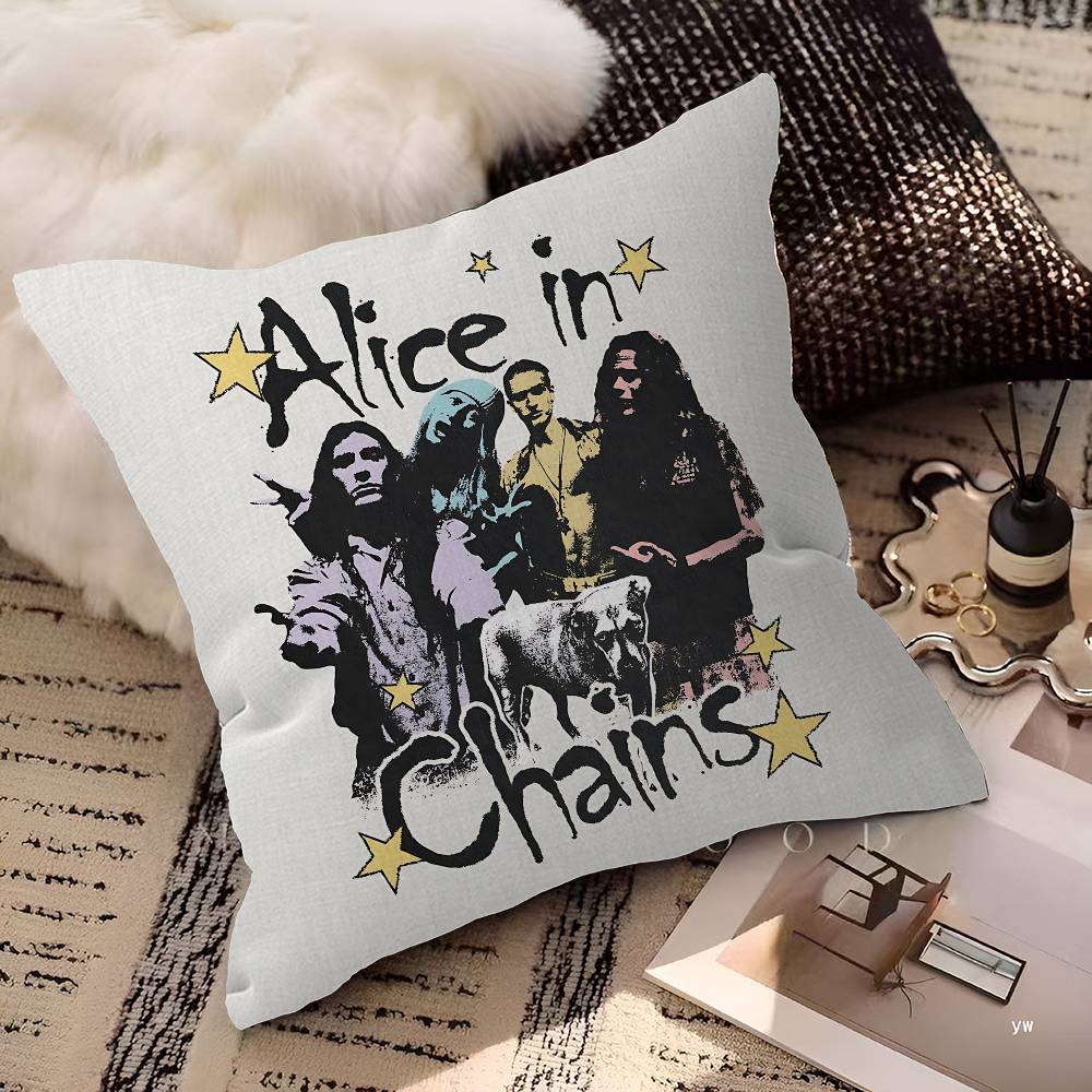 A-Alice in Chains Band Cushion Cover Car Throw Pillow Case For Sofa Car Christmas Gift 40x40cm 45x45cm