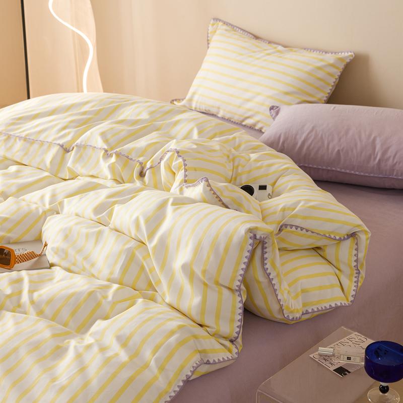Yellow Stripe Bedding Sets Quilt Cover Bed Flat sheet Pillowcase Full Queen Bed Linen Adult Kids Duvet Covers No Filling
