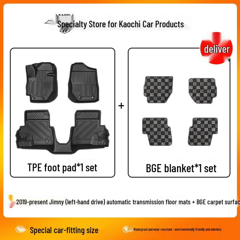 Jiminy Suzuki Jimny TPE Floor Mats - High Edge, Wear-Resistant, Waterproof, Left/Right Hand Drive Compatible, Carpet Surface.
