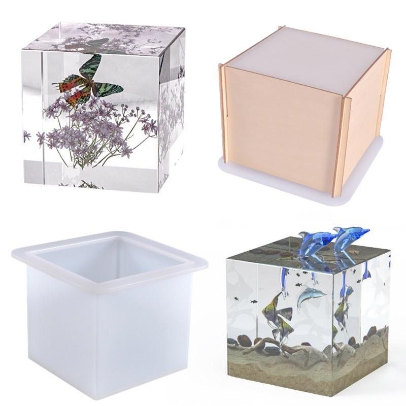 Clear Silicone Cube Molds Large Deep Square Epoxy Resin Mold Transparent Silicone Molds for Resin Casting DIY Jewelry Making